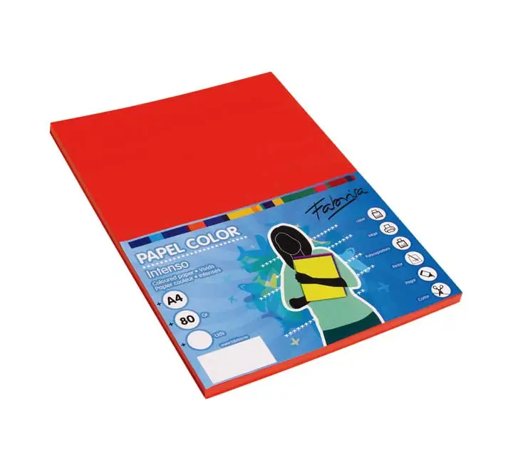 PAQ. 100H PAPEL FABRISA 80GR A4 ROJO