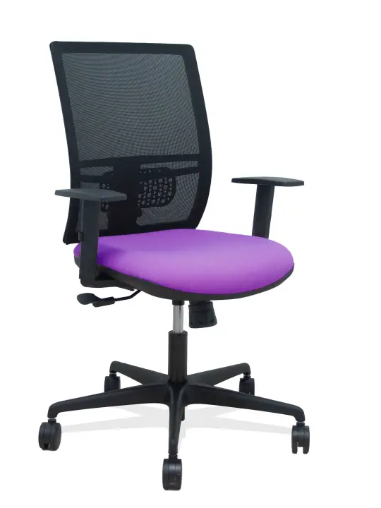 Silla Yunquera sincro malla negra bali lila brazo regulable