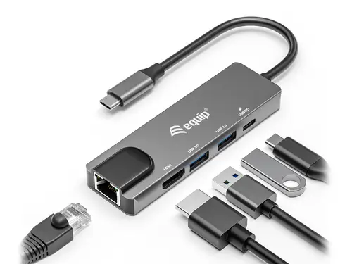 Adaptador multifunción USB-C 5 en 1, HDMI , Gigabit LAN, USB 3.2 GEN1, 100W USB PD - Imagen 3