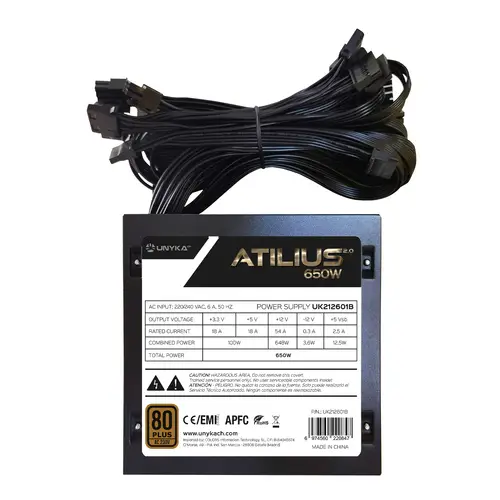 ATX Atilius 2.0 Black 650W 80+ Bronze unidad de fuente de alimentación 20+4 pin ATX Negro - Imagen 3
