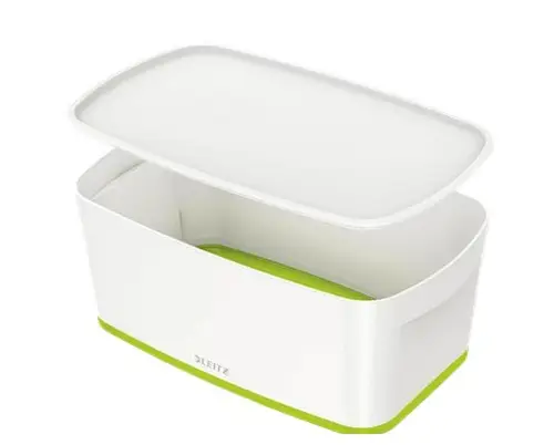 52291054 caja de almacenaje Rectangular ABS sintéticos Verde, Blanco - Imagen 1