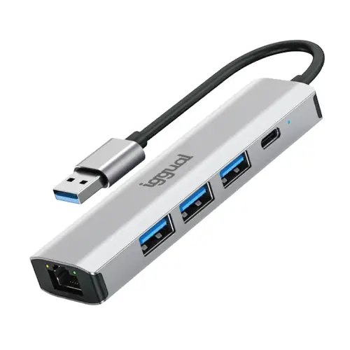 Hub USB-A 5 puertos 3xUSB + RJ45 + tipo C - Imagen 1