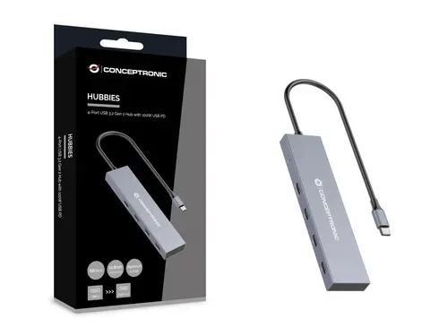 HUBBIES14G hub de interfaz USB 3.2 Gen 2 (3.1 Gen 2) Type-C 10000 Mbit/s Gris - Imagen 2