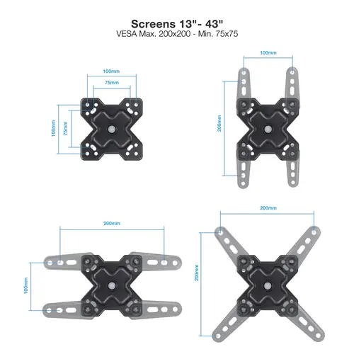 Soporte de Pared para Pantallas 13"-43", Negro - Imagen 2