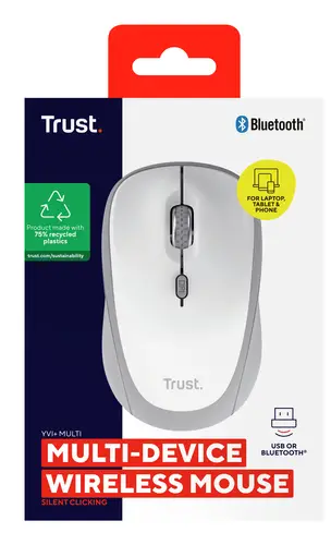 Yvi+ ratón Universal Ambidextro RF Wireless + Bluetooth Óptico 1600 DPI - Imagen 6