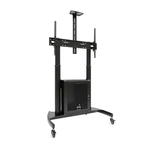 NARNIA Soporte de Suelo con Armario Multiusos + Accesorios Rack para Pantallas 60"- 100", Negro - Imagen 1