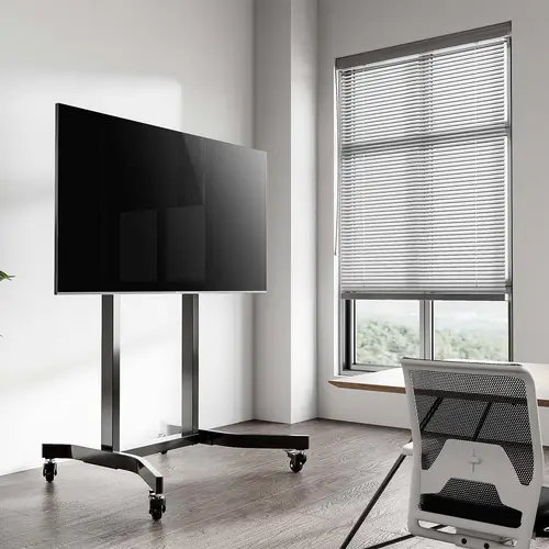 Soporte de suelo motorizado pro con ruedas para monitor/TV 120kg de 55-100, Negro - Imagen 5