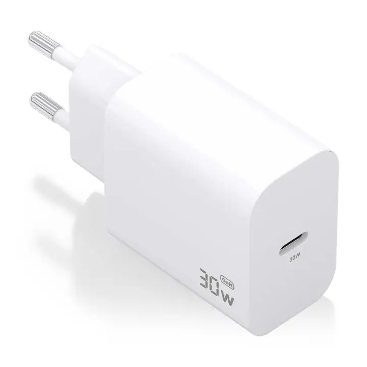 Cargador GaN 30W, 1xUSB-C PD3.0, Blanco