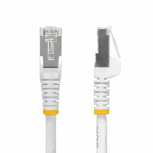 Cable de Red Ethernet CAT8 Blanco 50cm - Snagless - sin Pestillo - 25G/40G - 2000MHz - PoE++ 100W - 26AWG - S/FTP - Alivios de Tensión - Alambre de Cobre Puro - LSZH - Probado con Fluke - Imagen 2
