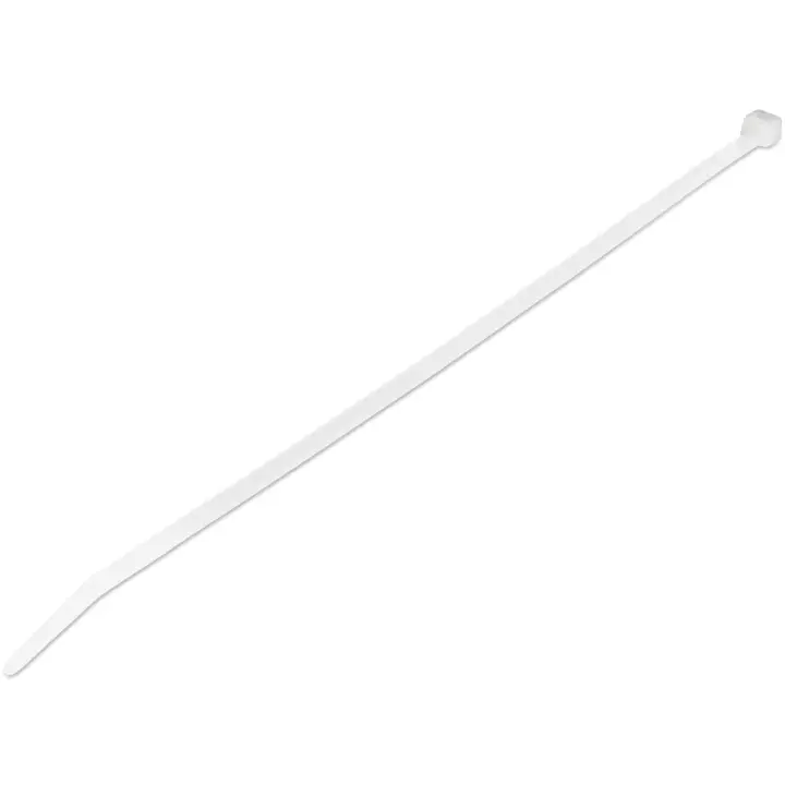 Bridas de 25cm para cables - 4 mm de ancho, 68 mm de diámetro, soportan 22 kg de tensión, de nylon, cierre automático y punta curva, 94V-2/UL, paquete de 1000 - blancas