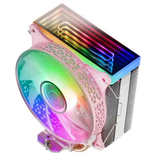 MCPU-VR Rosa, Disipador CPU, Doble Espejo Infinito ARGB, 4 Heatpipes HCT, TDP 180W, Ventilador Ultra-silencioso PWM 12cm - Imagen 2
