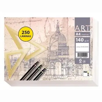 PACSA PAPEL DE DIBUJO SERIE ART A4 PAQUETE DE 250 LÁMINAS 140GR ..