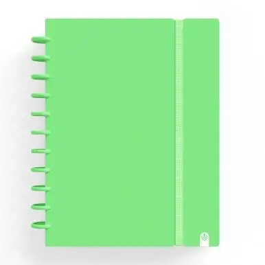 CARCHIVO CUADERNO INGENIOX PASTEL ESPIRAL A4 100H C/SEPARADORES EXTRAÍBLES 100GR CUADRÍCULA 5X5 TAPAS PP SEMI-RÍGIDO CIERRE C/GOMA VERDE