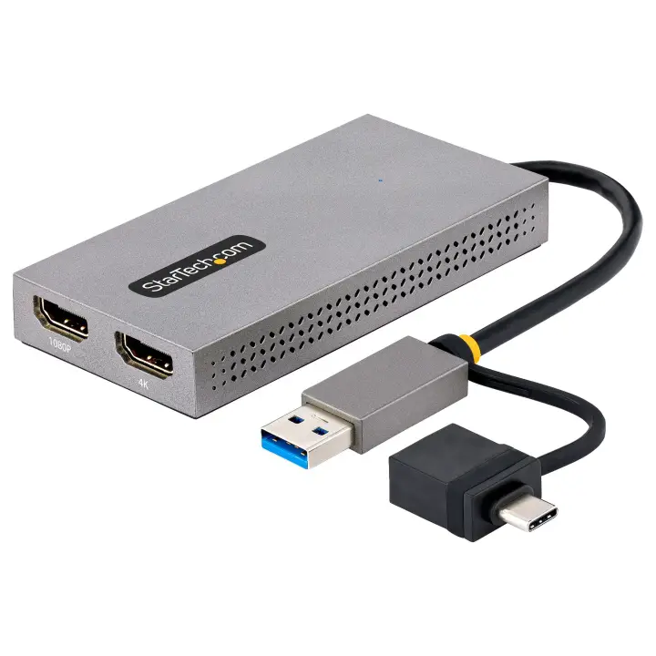 Adaptador de USB a HDMI Doble, USB A/C a 2 Pantallas HDMI (1x 4K3..