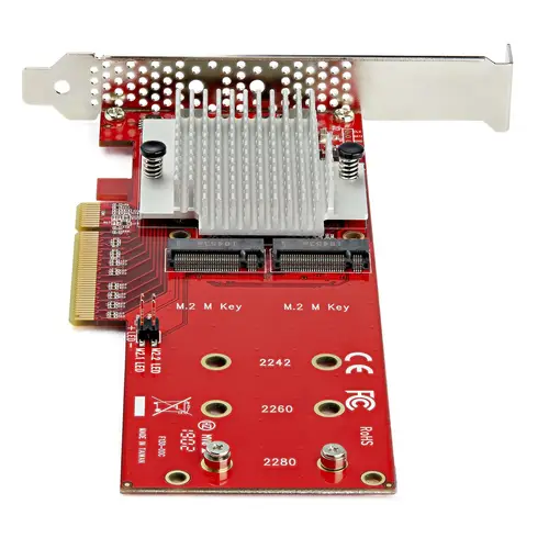 Tarjeta Adaptadora para 2 SSD M.2 PCIe SSD - Dos SSDs NVMe o AHCI M.2 SSD a x8/x16 PCI Express 3.0 - Compatible con PCIe M.2 NGFF (M-Key) - Admite 2242, 2260, 2280 - Mac y PC - Imagen 4