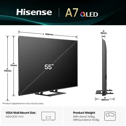 A7Q 55A7Q 139,7 cm (55") 4K Ultra HD Smart TV Wifi Negro - Imagen 2
