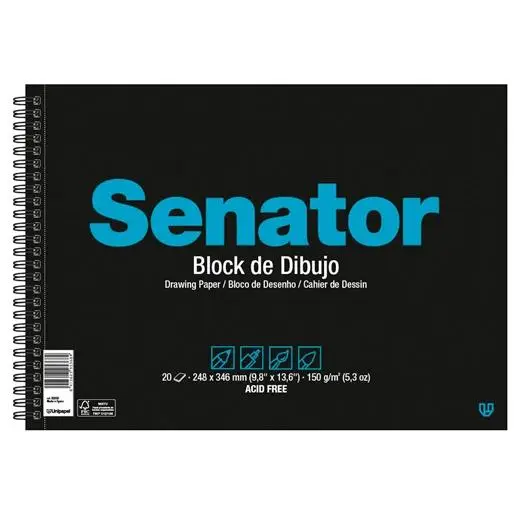 SENATOR BLOCK DIBUJO ESPIRAL 20 HOJAS 150 GR SIN RECUADRO FOLIO P..