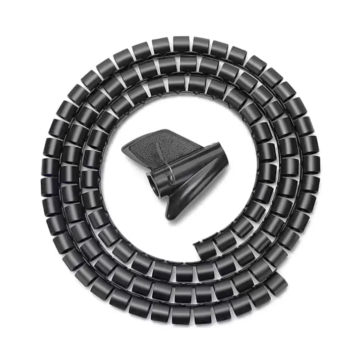 Organizador de cable en espiral 25mm, Negro, 1.0m