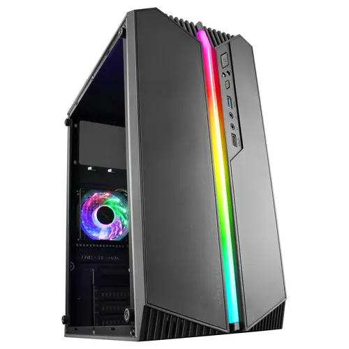 MC-S1 Negro, Caja PC Compacta Gaming Micro-ATX, Iluminación ARGB 12 Modos, Ventilador FRGB, Ventana Lateral Completa - Imagen 1