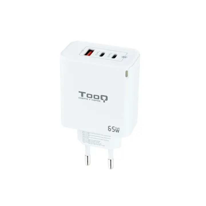 Cargador de Pared GaN 2USB-C/PD + USB-A/QC 65W, Blanco