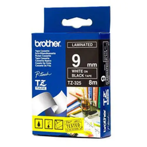 TZ-325 cinta para impresora de etiquetas Blanco sobre negro - Imagen 1