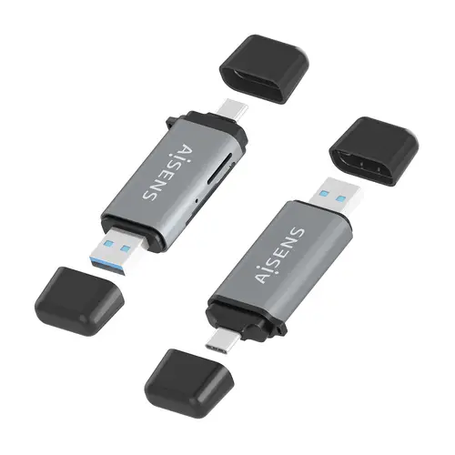 Lector De Tarjetas SD, Micro SD, MMC, Rs-MMC, MMC Micro, USB-A y USB-C, Gris - Imagen 3