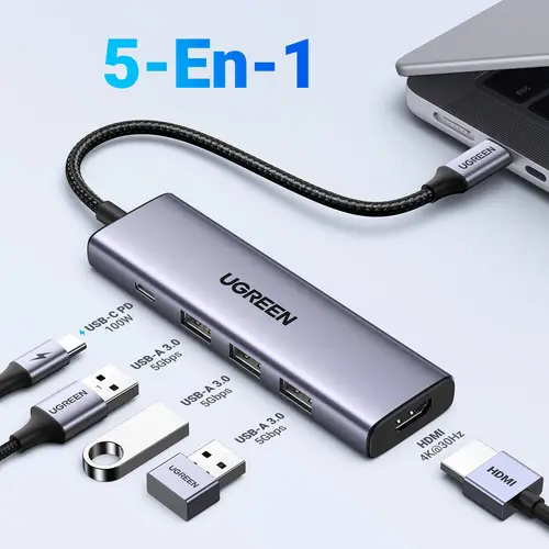 15596 base para portátil y replicador de puertos Alámbrico USB 3.2 Gen 1 (3.1 Gen 1) Type-A + Type-C Aluminio - Imagen 11