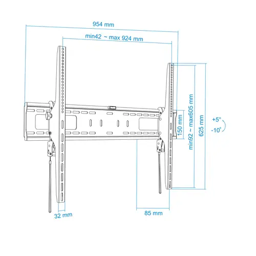 Soporte de Pared Inclinable para Monitor / TV LCD, Plasma de 60-100, Negro - Imagen 8