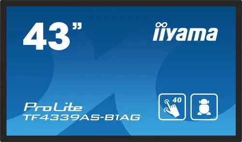 TF4339AS-B1AG pantalla de señalización Pantalla plana para señalización digital 108 cm (42.5") LED 500 cd / m² 4K Ultra HD Negro Pantalla táctil Procesador incorporado Android 24/7 - Imagen 1