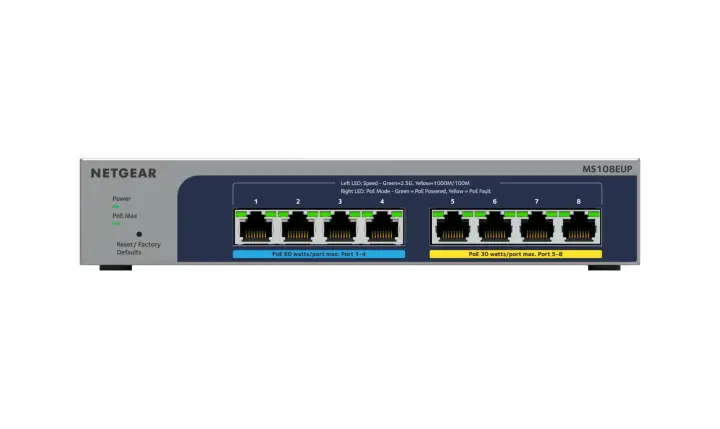 8-port Ultra60 PoE++ Multi-Gigabit (2.5G) Ethernet Plus Switch Gestionado L2/L3 2.5G Ethernet (100/1000/2500) Energía sobre Ethernet (PoE) Gris