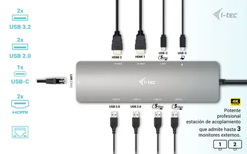Metal USB-C Nano 2x Display Docking Station with PD 100 W + Charger 100W - Imagen 7