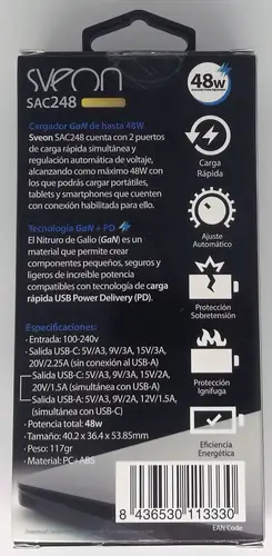 SAC248 adaptador e inversor de corriente Interior 48 W Blanco - Imagen 4