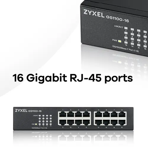 GS1100-16 No administrado Gigabit Ethernet (10/100/1000) Negro - Imagen 7
