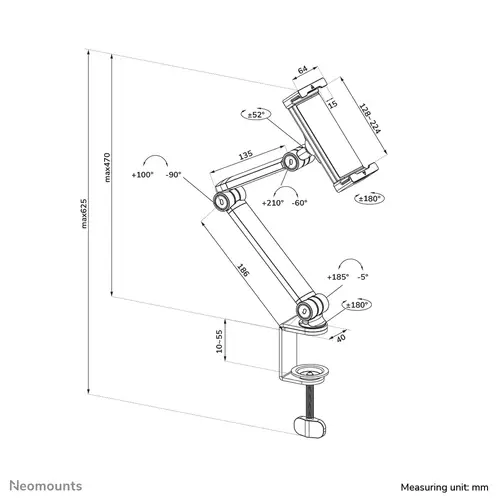 DS15-545BL1 Soporte para tablet con abrazadera para escritorio 4.7-12.9" - universal - movimiento completo - Imagen 20