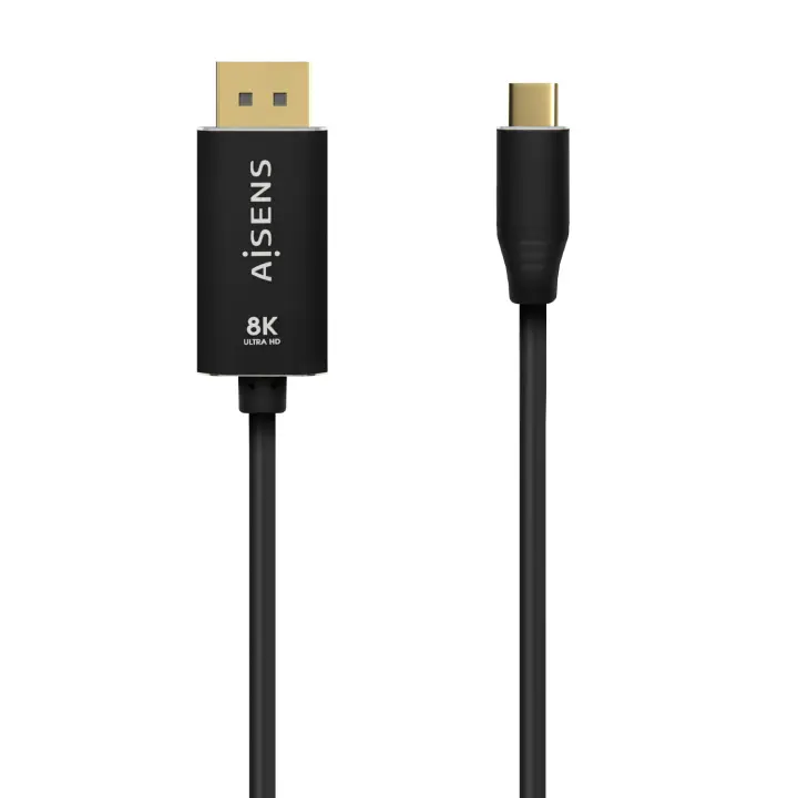 Cable Conversor Aluminio USB-C a Displayport 8K@60Hz, USB-C/M-DP/M, Negro, 0.8M