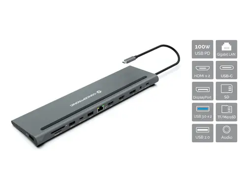 DONN17G base para portátil y replicador de puertos Alámbrico USB 3.2 Gen 1 (3.1 Gen 1) Type-C Gris - Imagen 1