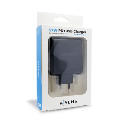 ASCH-2PD45A-BK cargador de dispositivo móvil GPS, Mando para videojuegos, MP3, MP4, Teléfono móvil, Portátil, Smartphone, Tableta Negro Corriente alterna Carga rápida Interior - Imagen 3