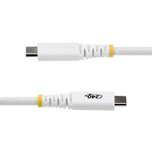 Cable de Carga USB-C Reforzado 1m - Cable Tipo C - PD 240W EPR 5A - USB 2.0 para Portátil - Duradero y Ultraflexible - Blanco - Certificado USB-IF - Imagen 3