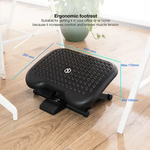 Reposapiés Ajustable en Altura e Inclinación, Negro - Imagen 3