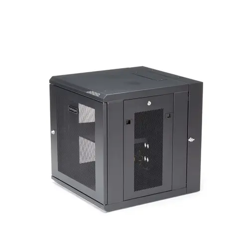 Armario Rack de Pared para Servidores 12U 19" 4 Columnas y Estante 1U - Rack de Servidores de Montaje en Pared con Bisagra - Rack Ventilado para Equipo de Red - Imagen 3