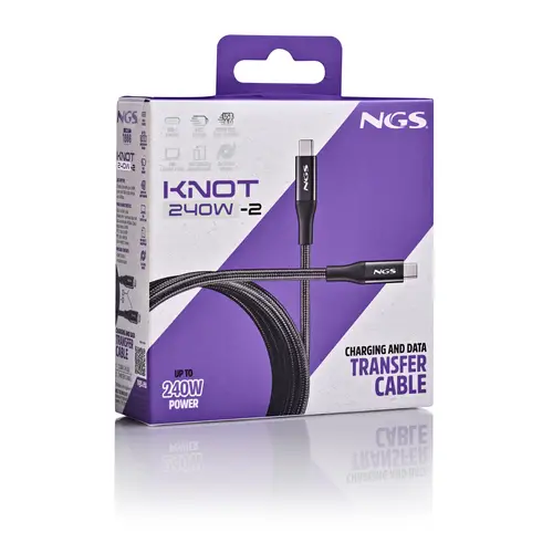 KNOT 240W-2 cable USB 2 m USB C Negro - Imagen 3