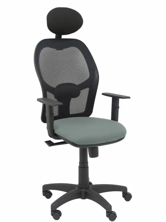 Silla Alocén malla negra asiento bali gris brazos regulables cabecero fijo