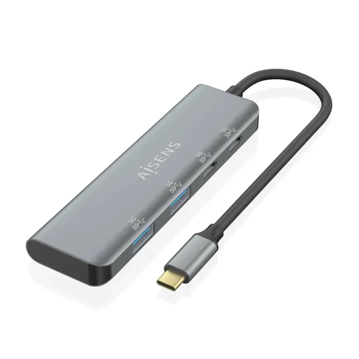 Hub USB 3.2 Gen1 5G USB-C, USB-C/M-2xUSB-C/H-2xUSB-A/H, Gris, 15 cm