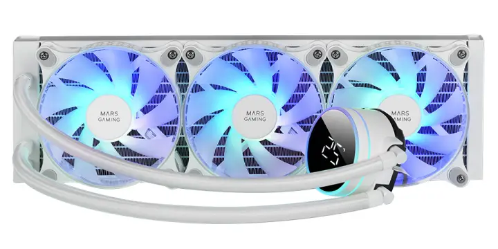 ML-LCD360, Refrigeración Líquida AIO, TDP 600W, 3x Ventiladores FDB ARGB 120mm, Pantalla LCD con Monitoreo de Temperatura, Bomba Opti-Chamber 3rd Gen, Multisocket Universal, Blanco