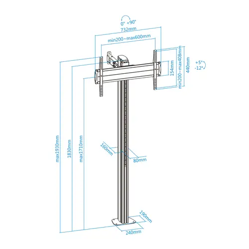 FS2270M-B soporte para pantalla de señalización 177,8 cm (70") Plata - Imagen 10