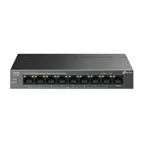 LiteWave LS109P switch No administrado Fast Ethernet (10/100) Energía sobre Ethernet (PoE) Negro - Imagen 1