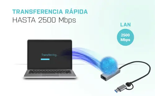 Metal USB-C/USB-A 2.5Gbps Ethernet Adapter - Imagen 8