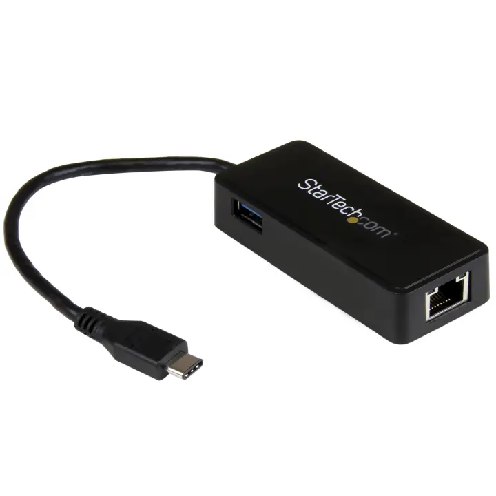 Adaptador de Red Gigabit USB-C con Puerto USB Extra - Negro