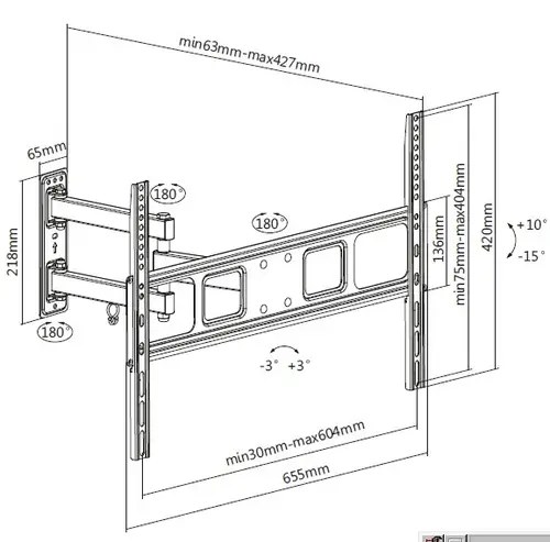 Soporte de pared articulado para TV de 37"-70 - Imagen 8