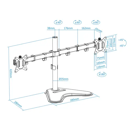 DB1702TN-B soporte para monitor 81,3 cm (32") Negro Escritorio - Imagen 4